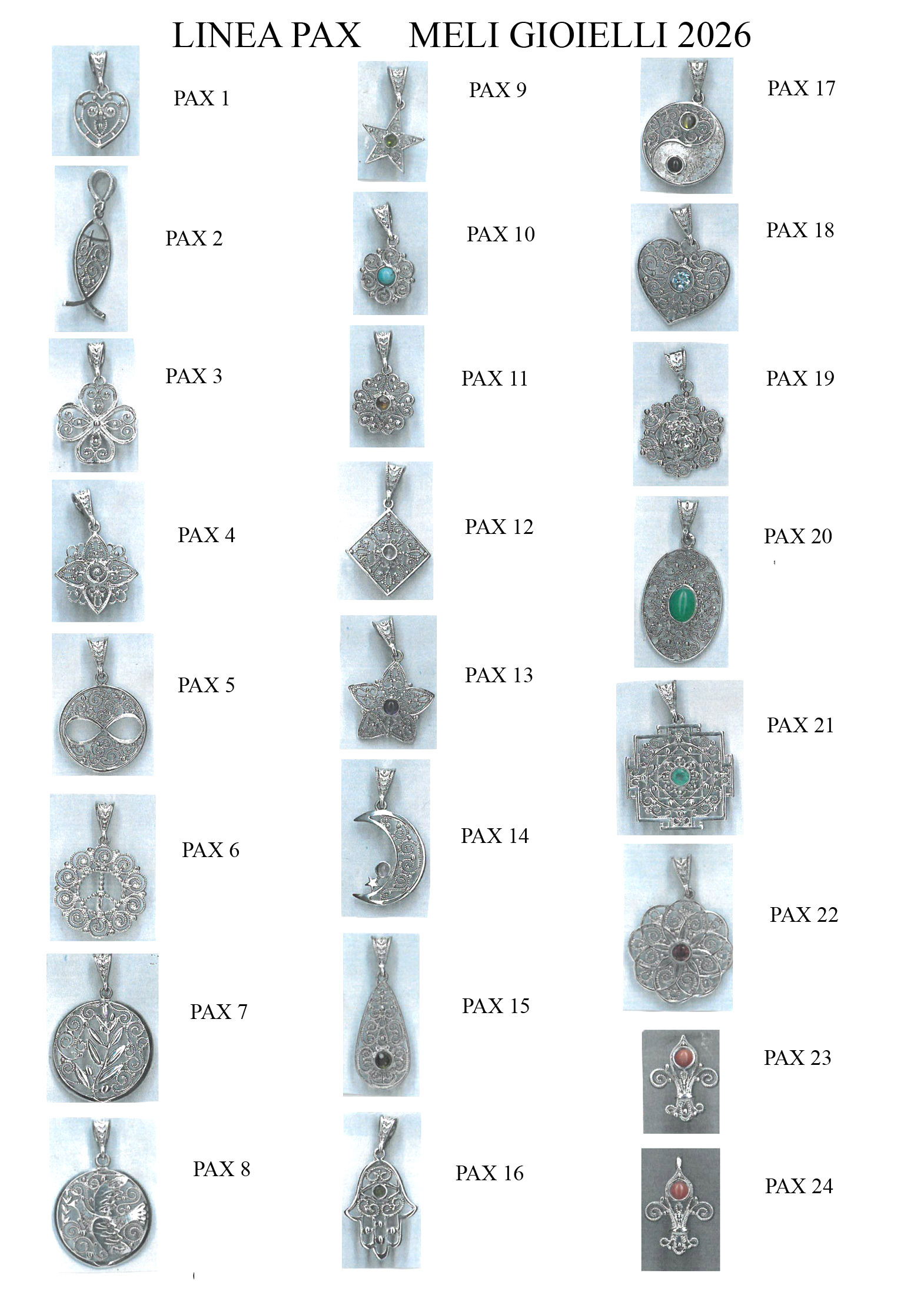 CATALOGO PENDENTI PAX IN ARGENTO