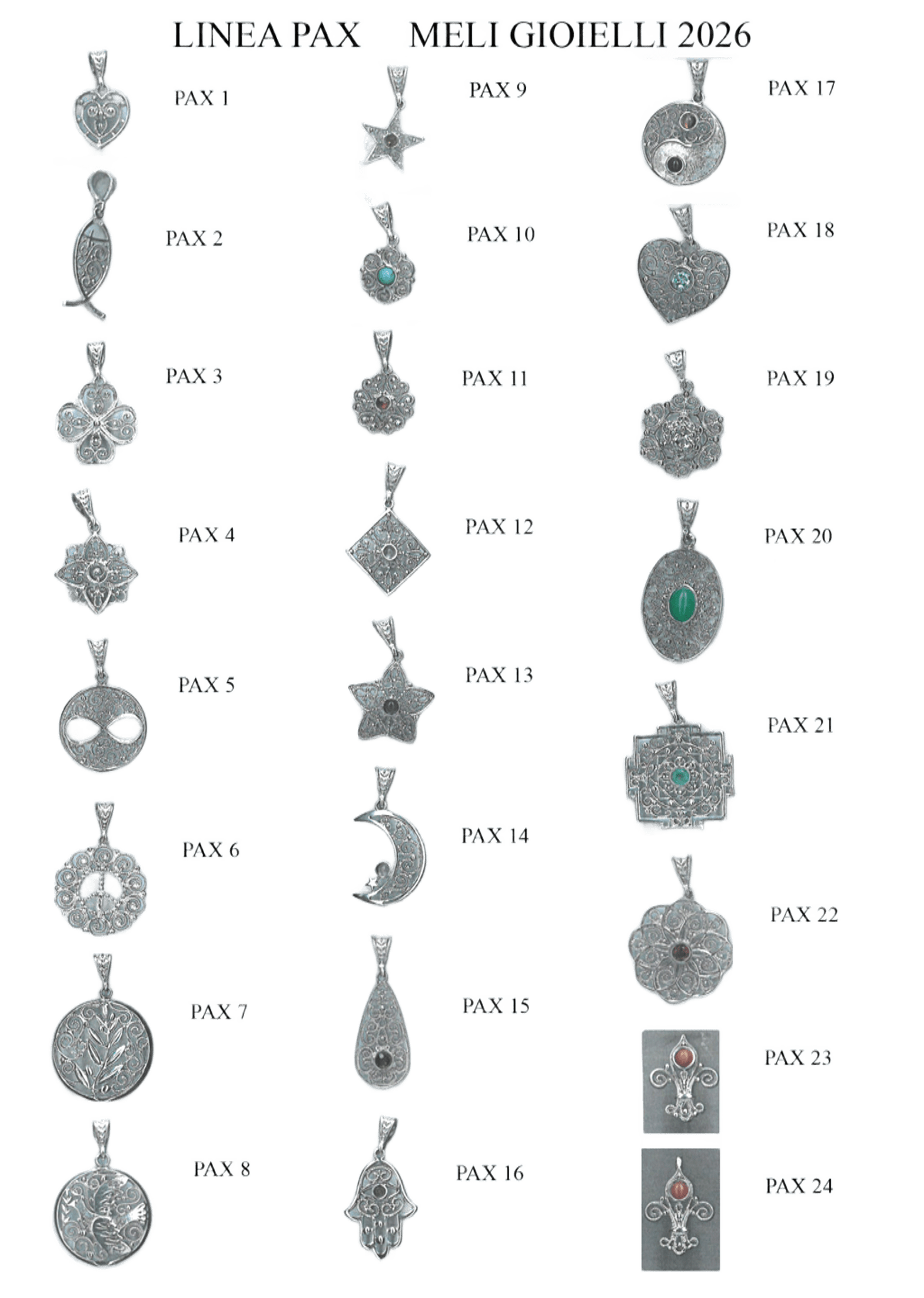 CATALOGO PENDENTI PAX IN ARGENTO